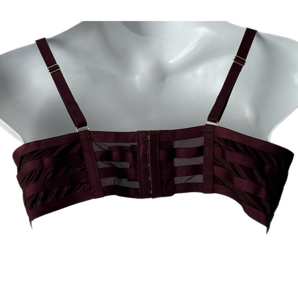 Torrid Plus Size Sexy Strappy Satin Underwire Bra in Deep Burgundy Sz 2 NWT - Picture 5 of 17